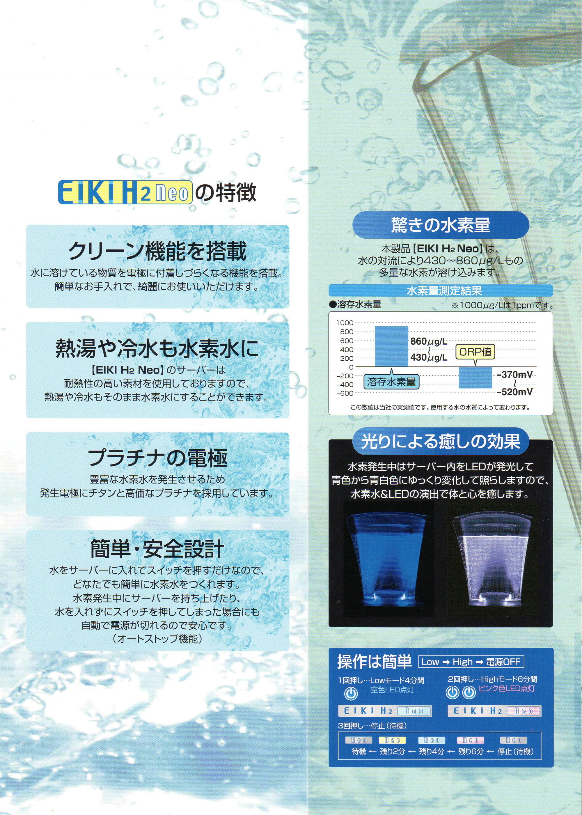 EIKI H2 水素水生成器